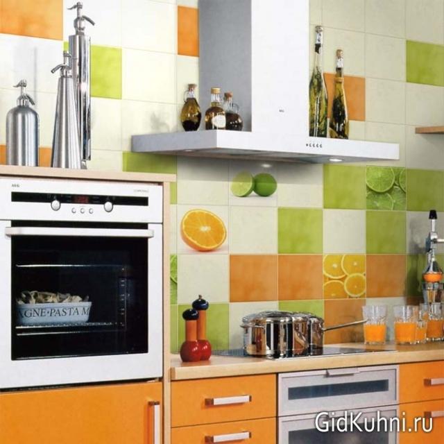плитка для кухни контрастных цветов с фотопечатью
